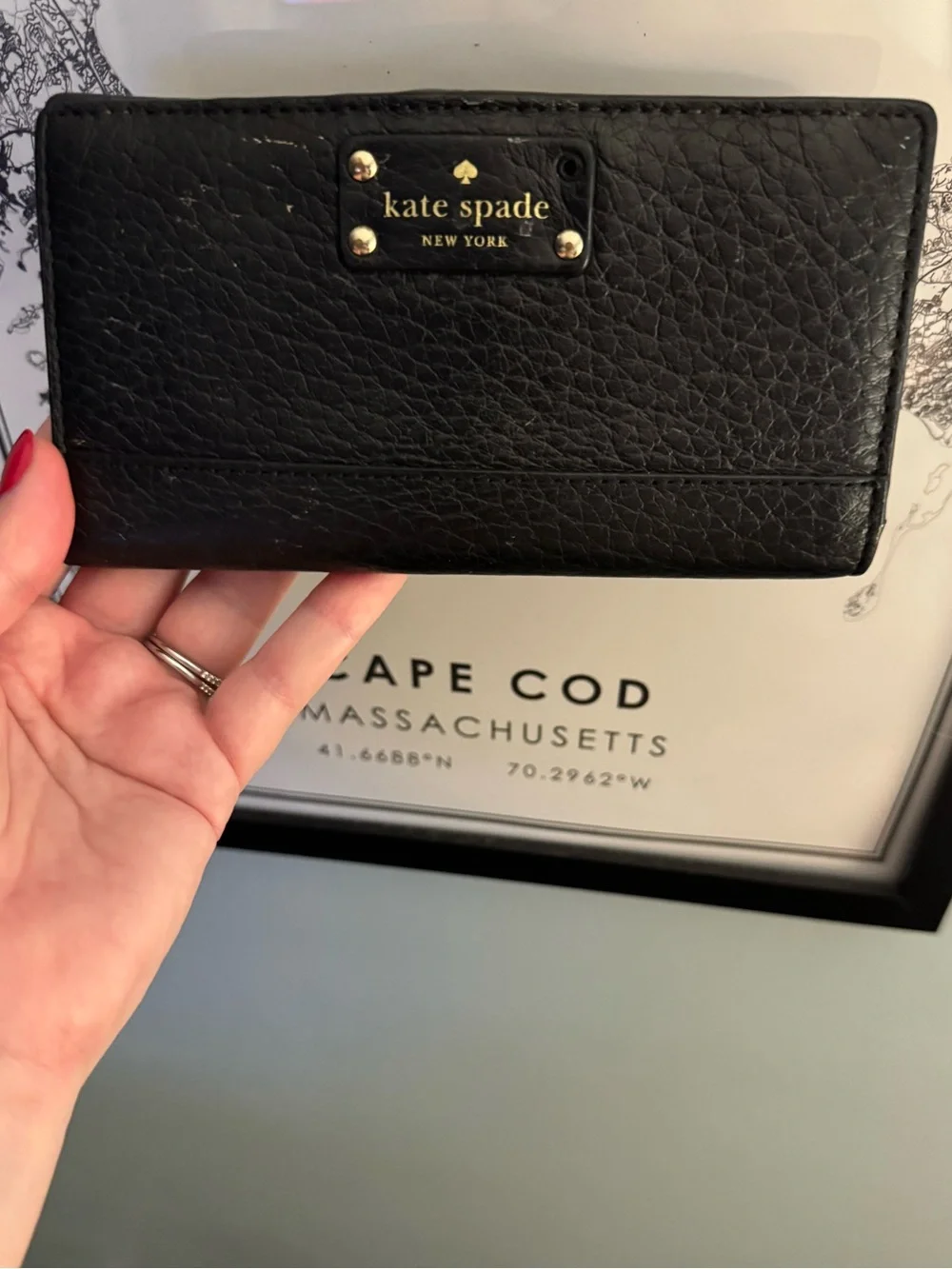 kate spade AS IS Bay Street Stacy Black Leather Wallet